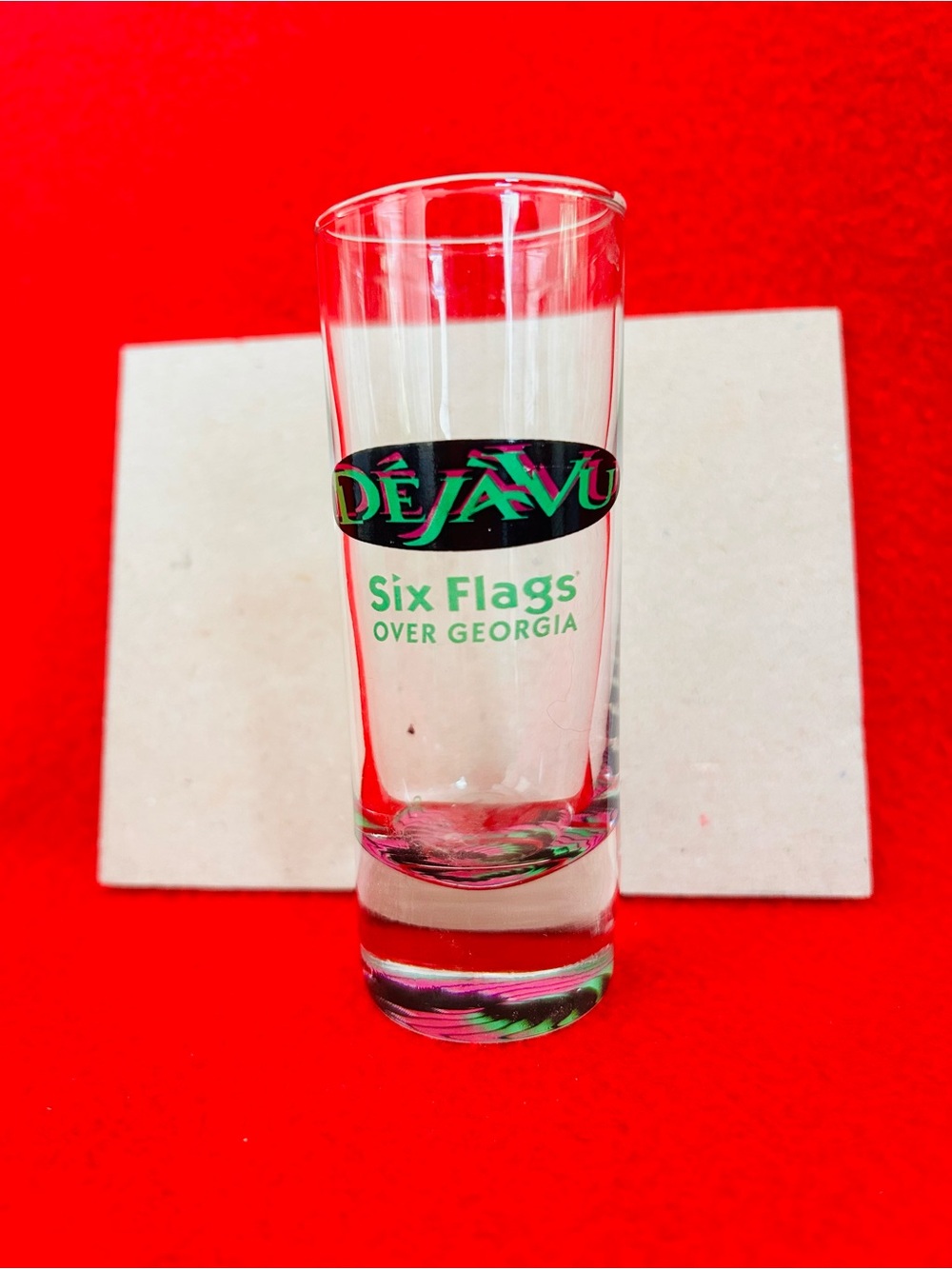 Six Flags Over Georgia Green Logo Shot Glass